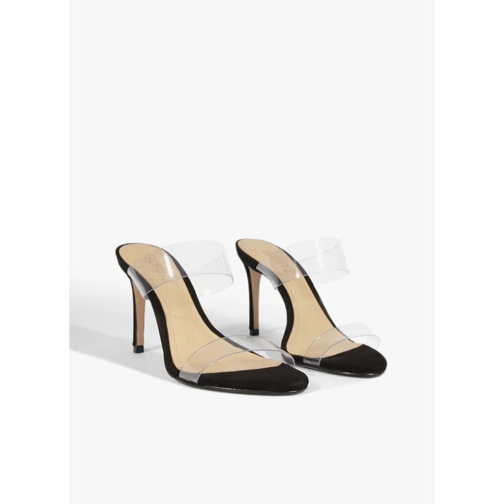Schutz Black Ariella Suede Sandal Heels Size 7.5